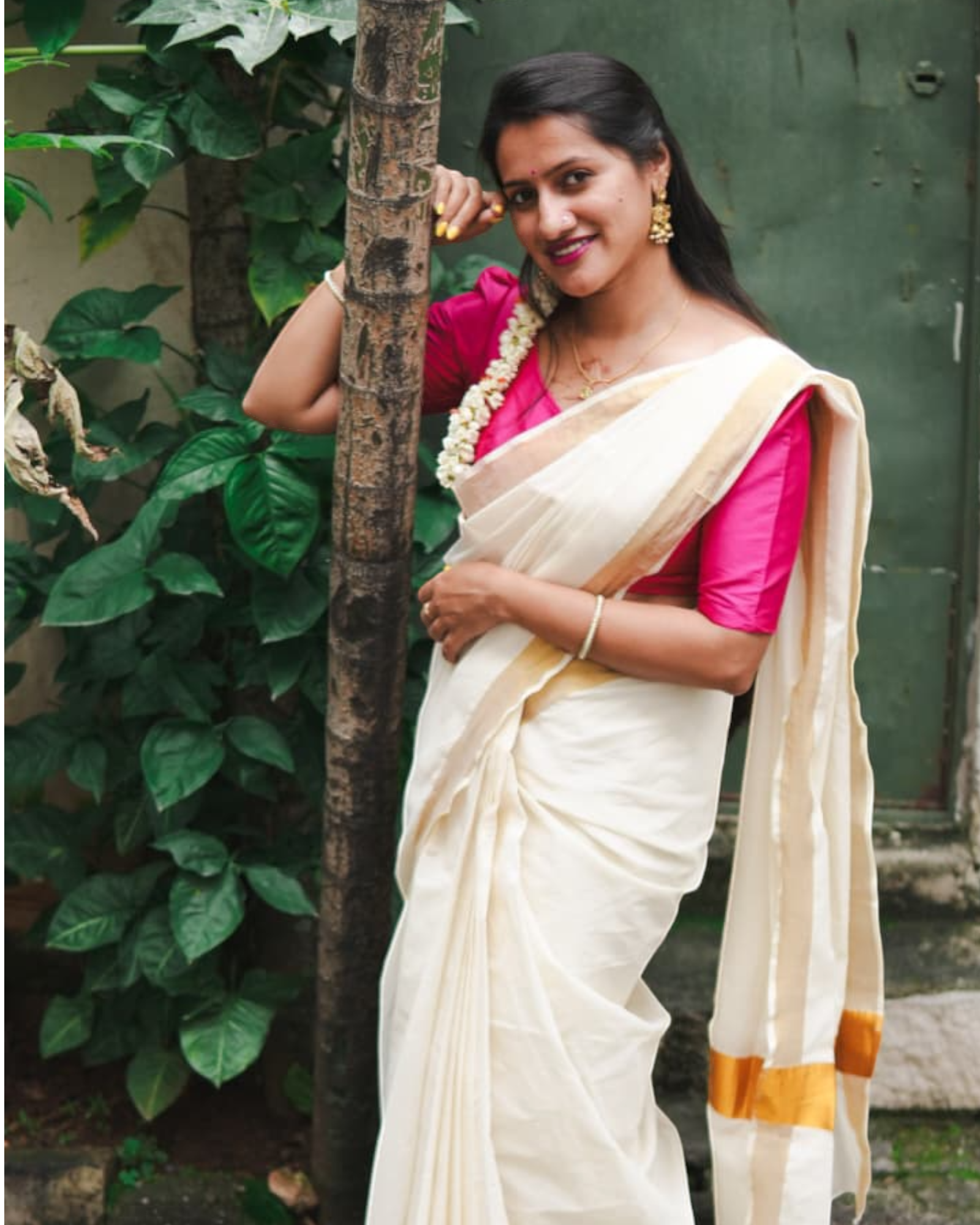 White Kerala Cotton Saree