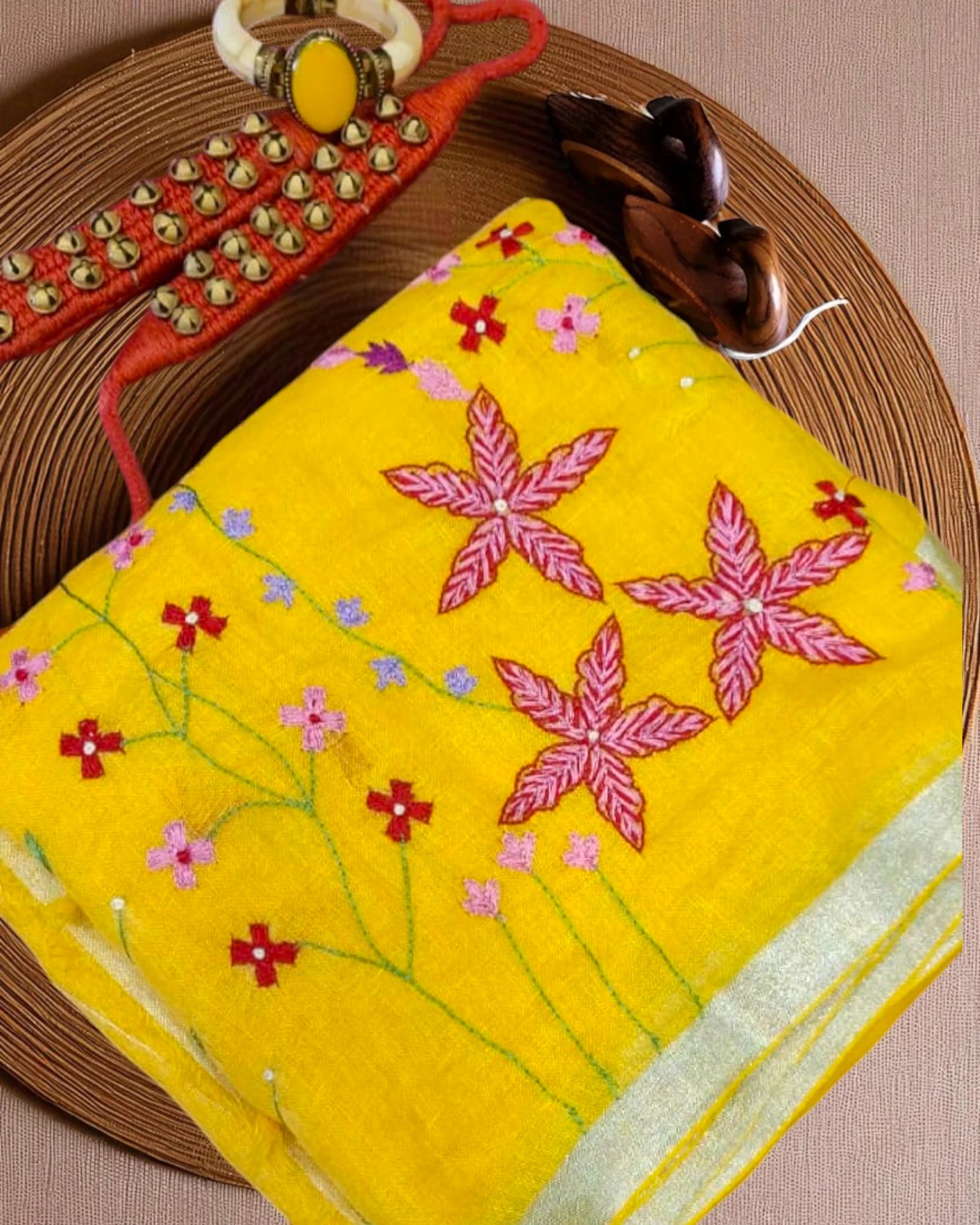 Yellow Swarna Linen Saree