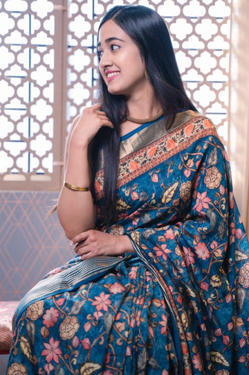 Blue Smita Muslin Saree