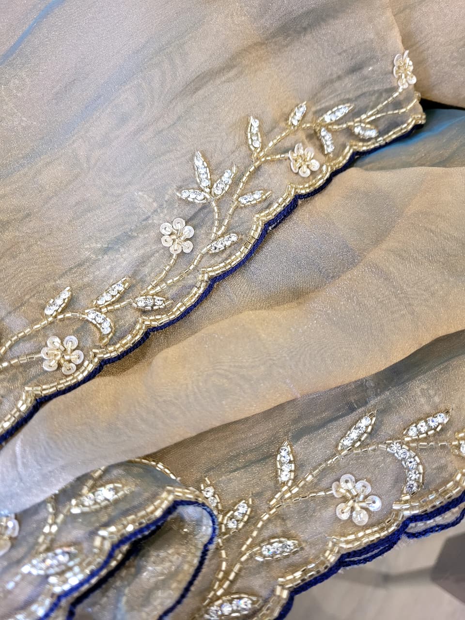 Metallic Cutdana work Saree TS010