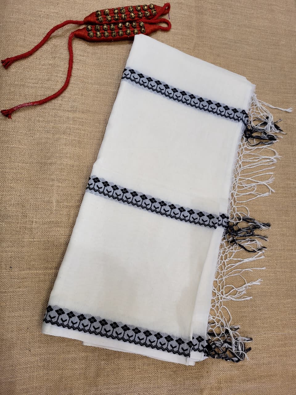 White Mul Saree Skirt Border CS012