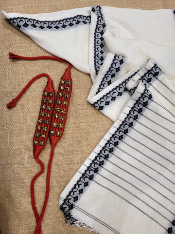 White Mul Saree Skirt Border CS012