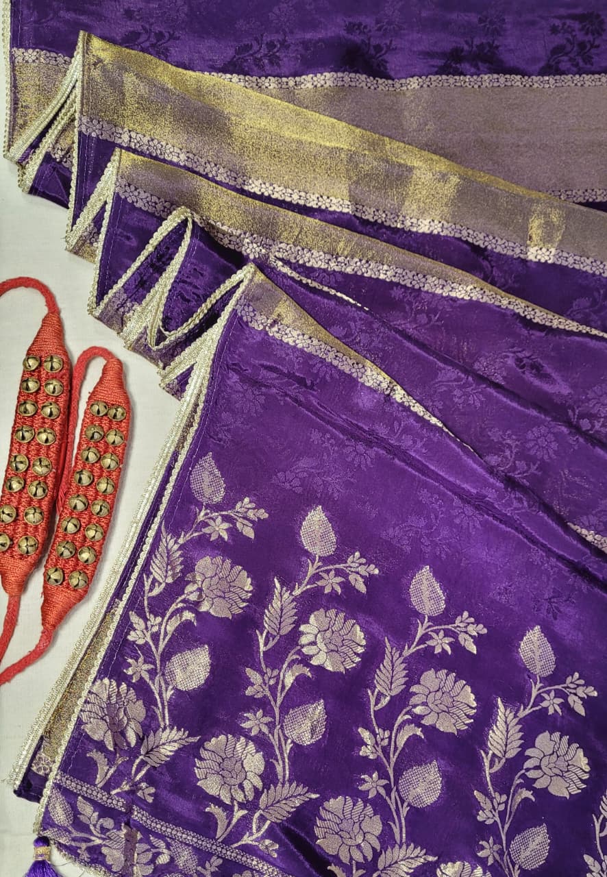 Purple Banarasi Crepe Saree