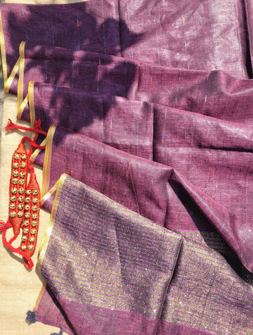 Magenta Mayuri Linen Saree