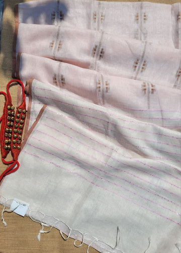 Pink Mayuri Linen Saree