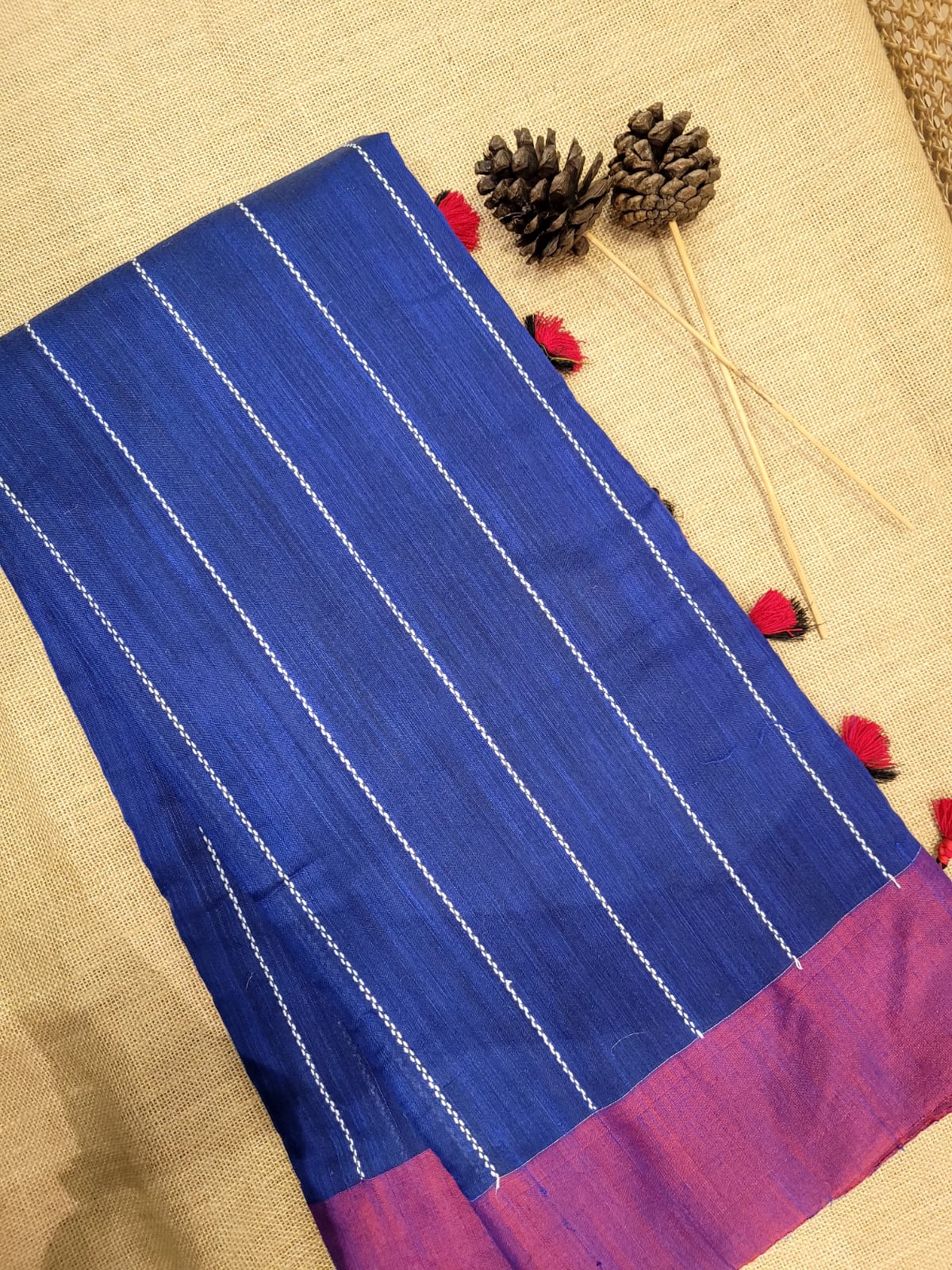 Indigo Kathaa Linen Saree