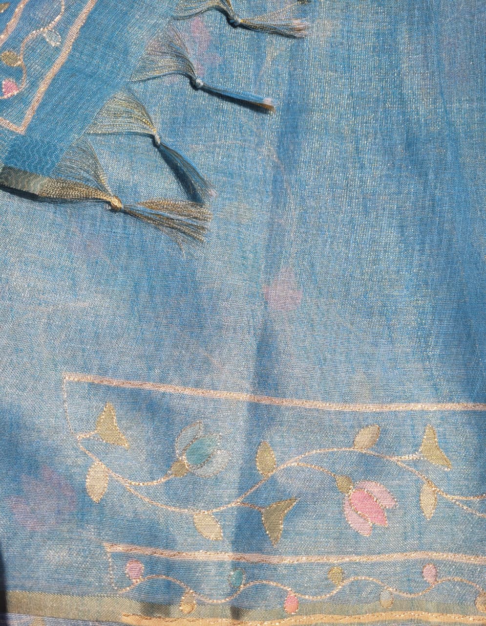 Blue Ishani Linen Tissue saree