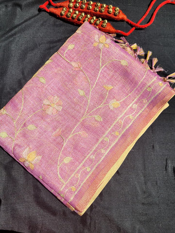 Lavendar Ishani Linen Tissue saree