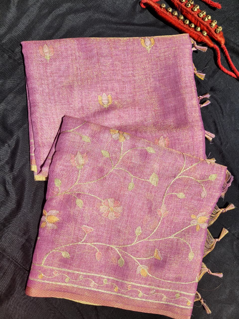 Lavendar Ishani Linen Tissue saree