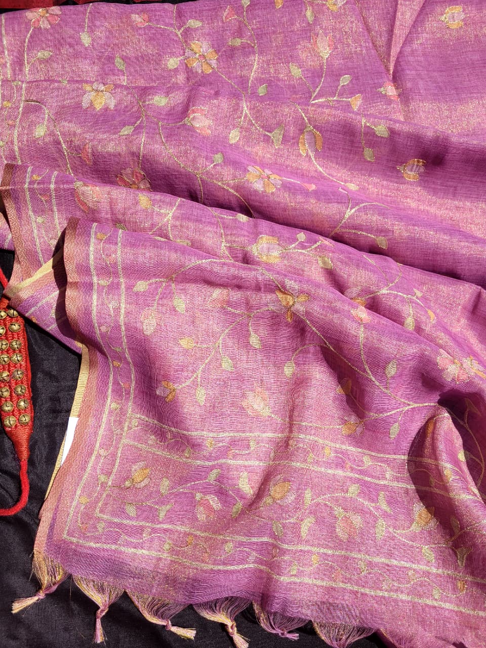 Lavendar Ishani Linen Tissue saree