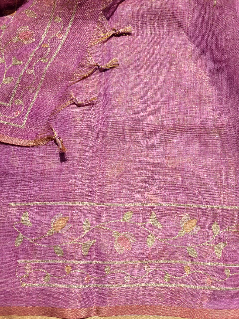 Lavendar Ishani Linen Tissue saree