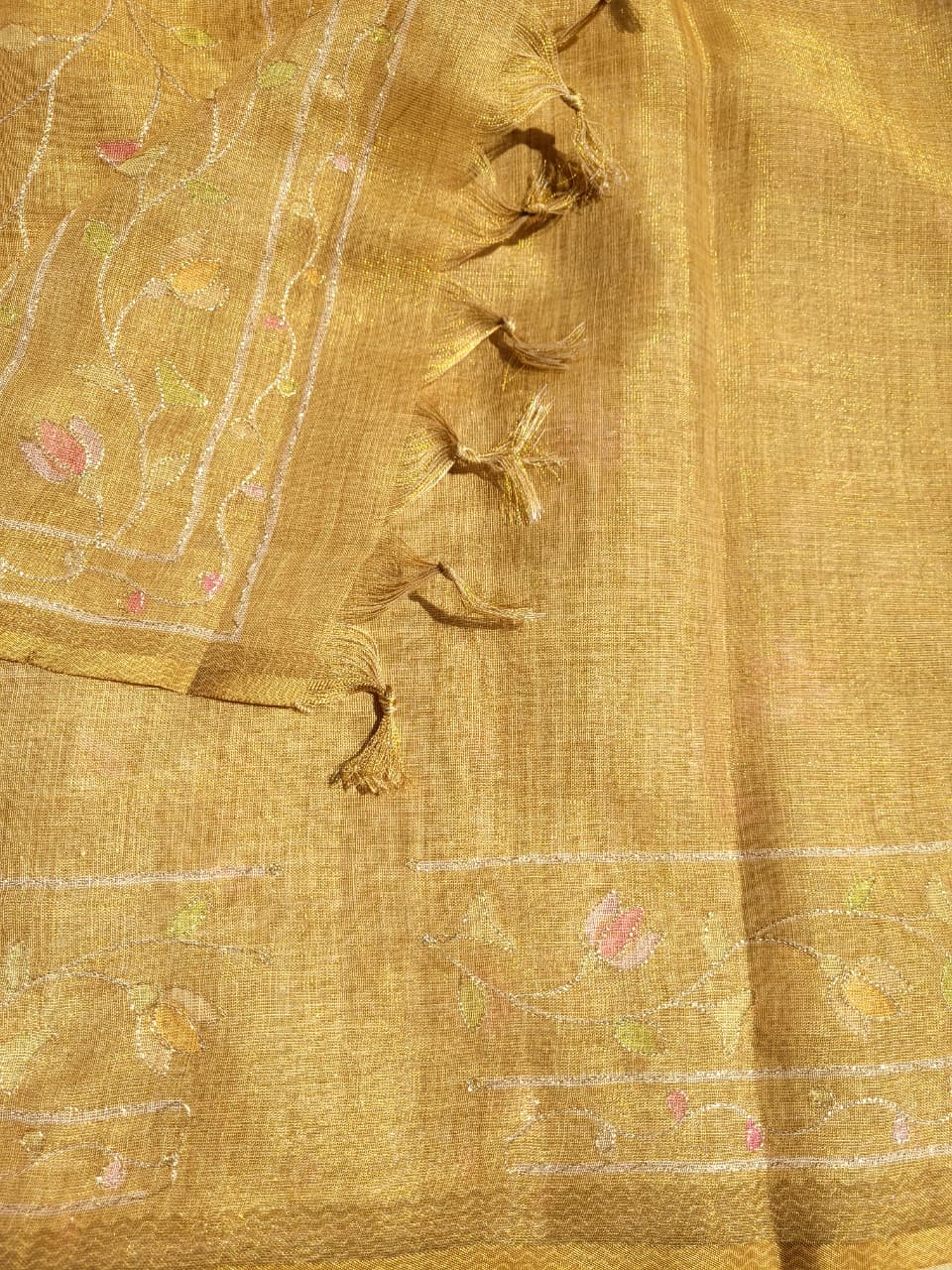 Olive Ishani Linen Tissue saree