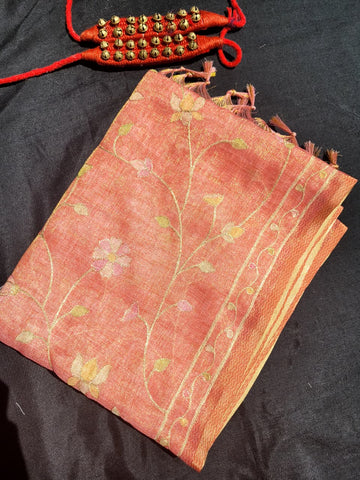 Brown Ishani  Linen Tissue saree