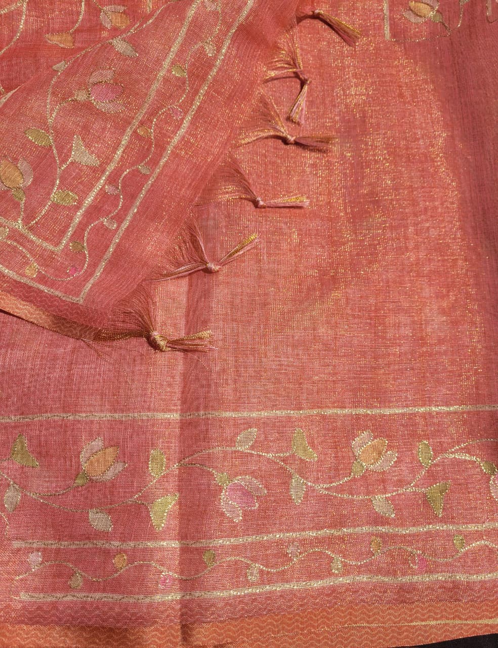 Brown Ishani  Linen Tissue saree