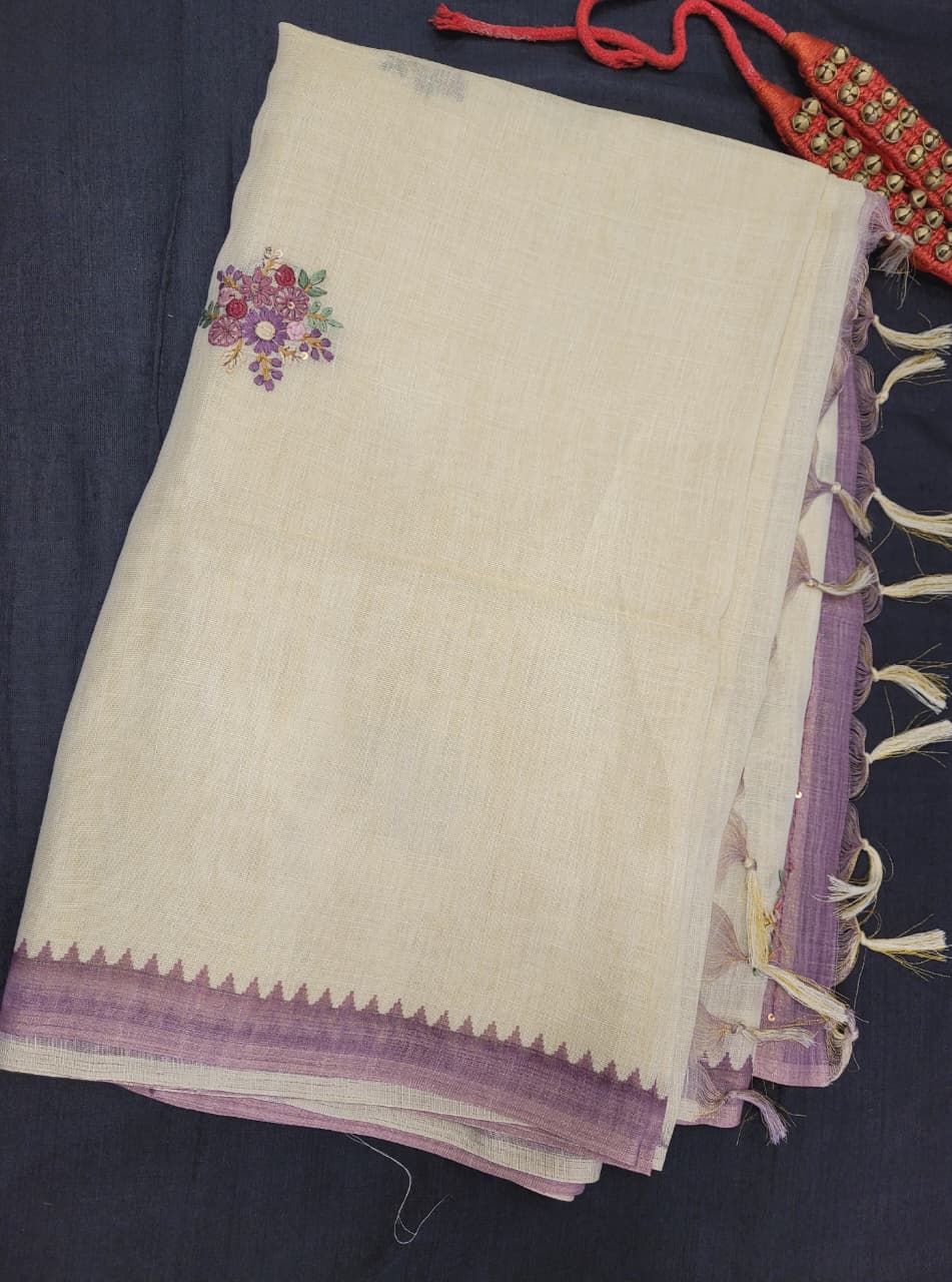 Lavender Lavina Linen Saree