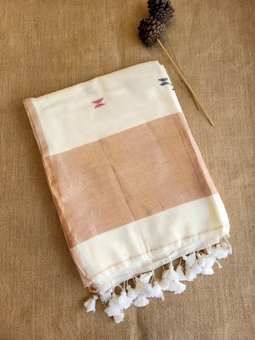 White Mira Mul Saree