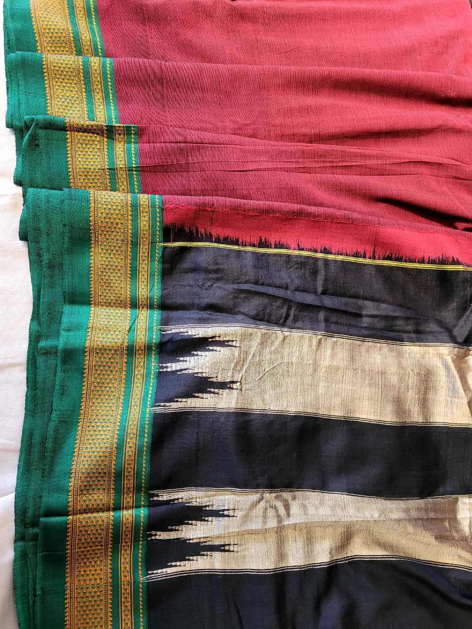 Red2 Ilkal Cotton Saree Silk Pallu