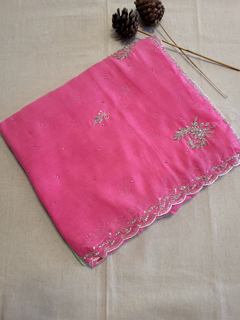 Pink2 Dualtone Partywear Saree