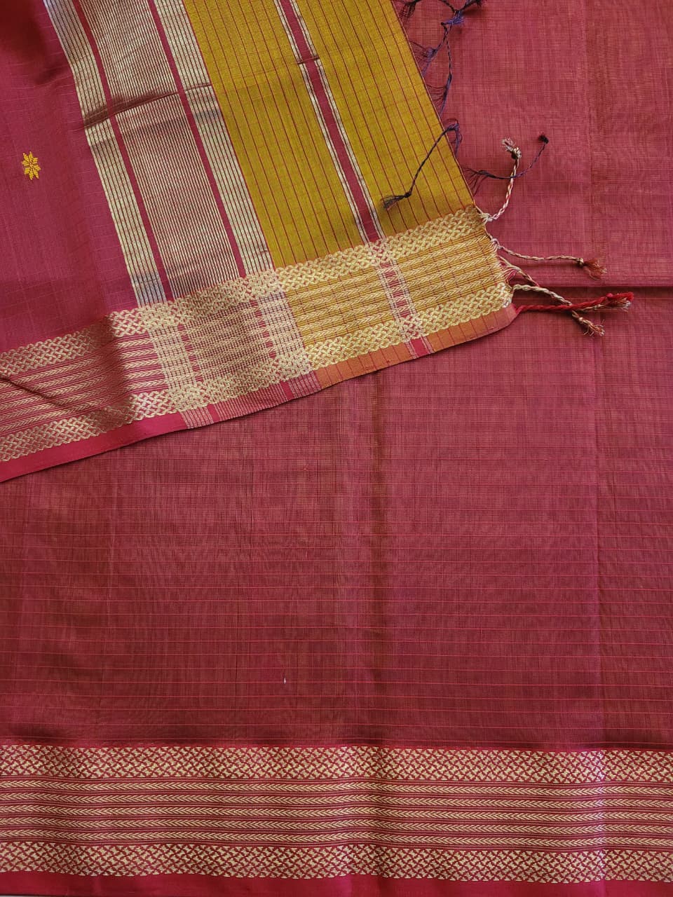 Yellow Maheshwari Silk Saree