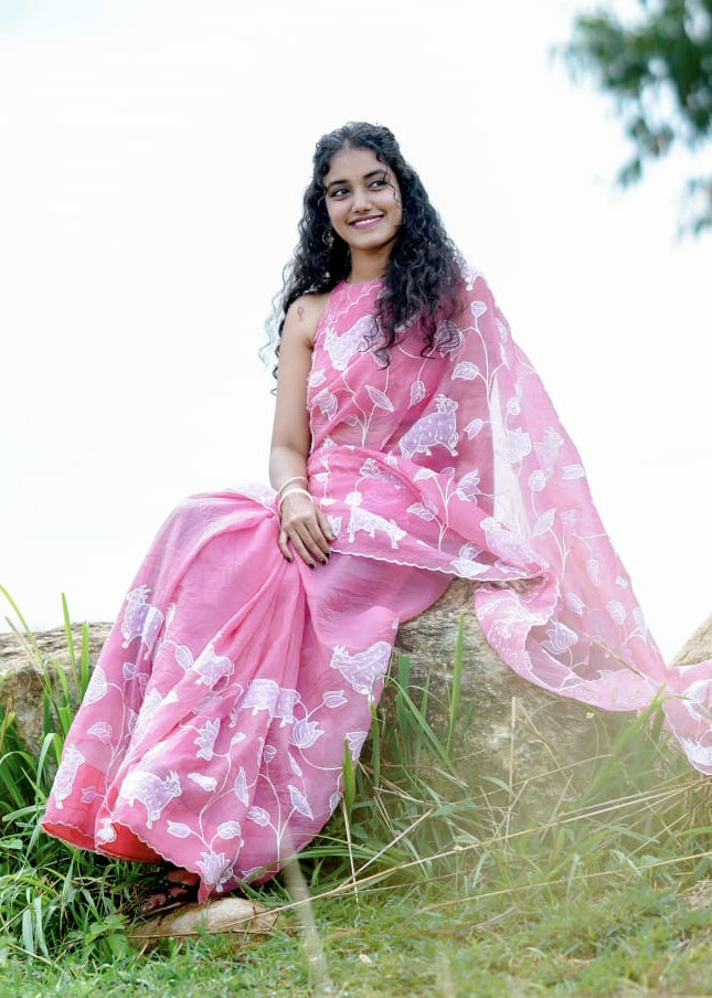Pink Tarini Organza Saree