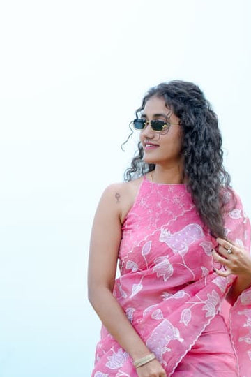 Pink Tarini Organza Saree