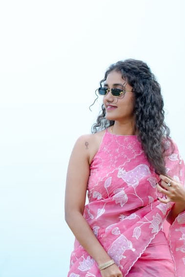 Pink Tarini Organza Saree