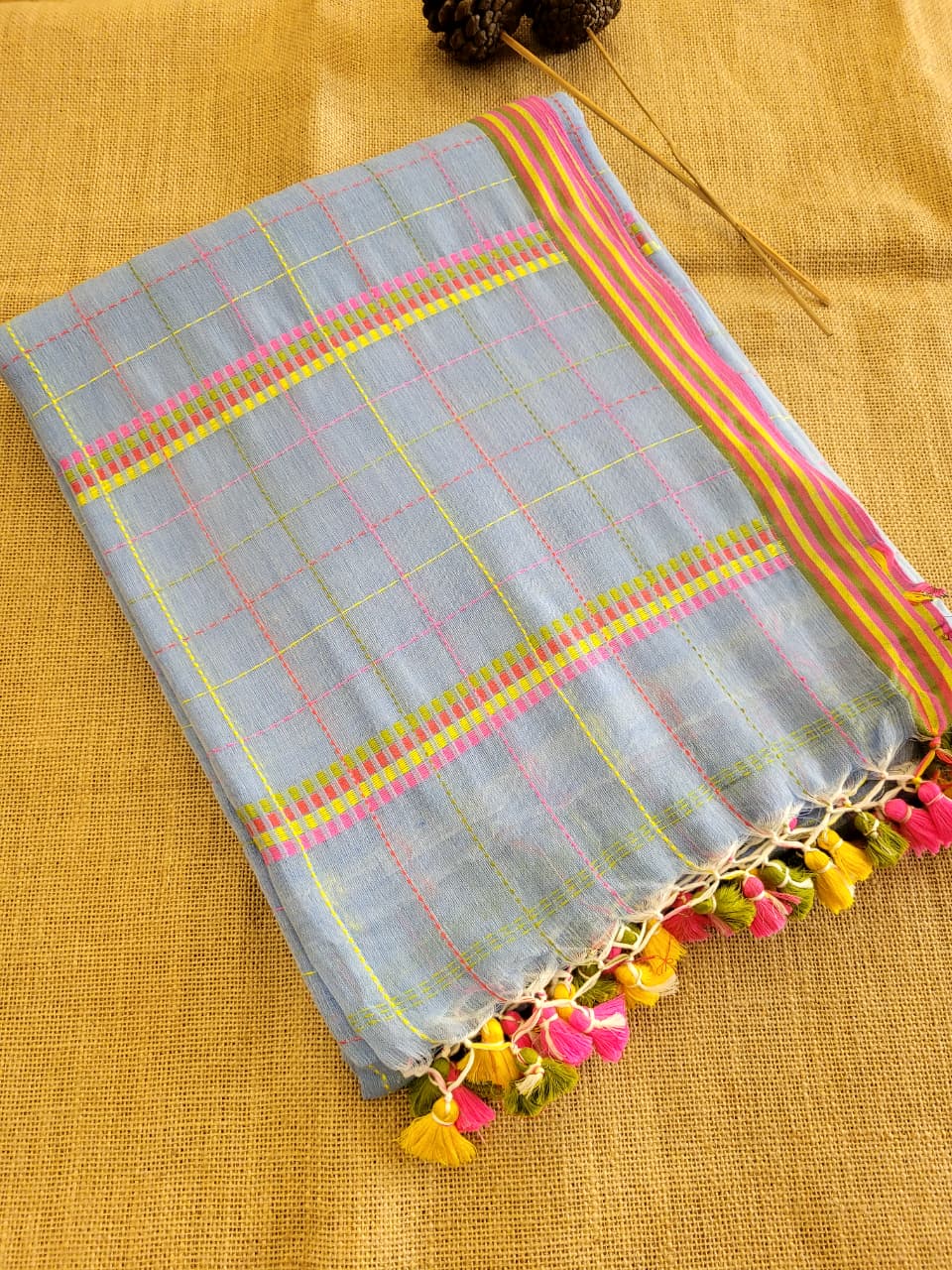 Blue2 Cotton Kantha Saree
