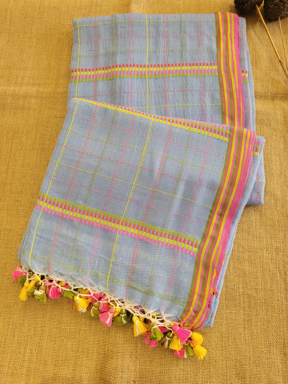 Blue2 Cotton Kantha Saree