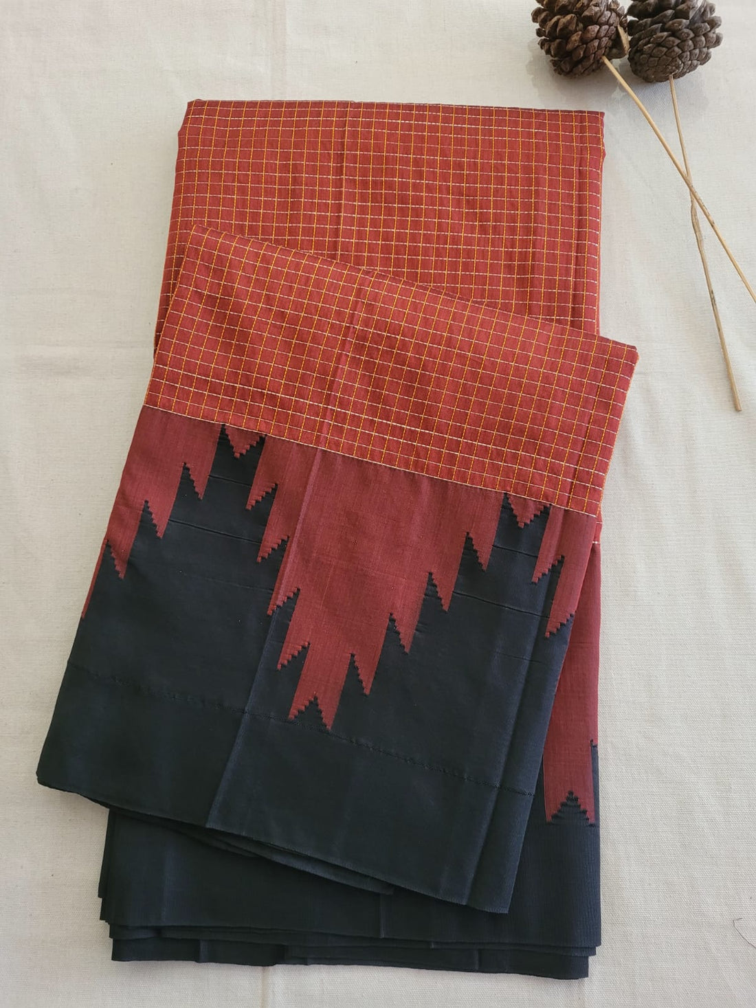 Red Ilkal Cotton Saree