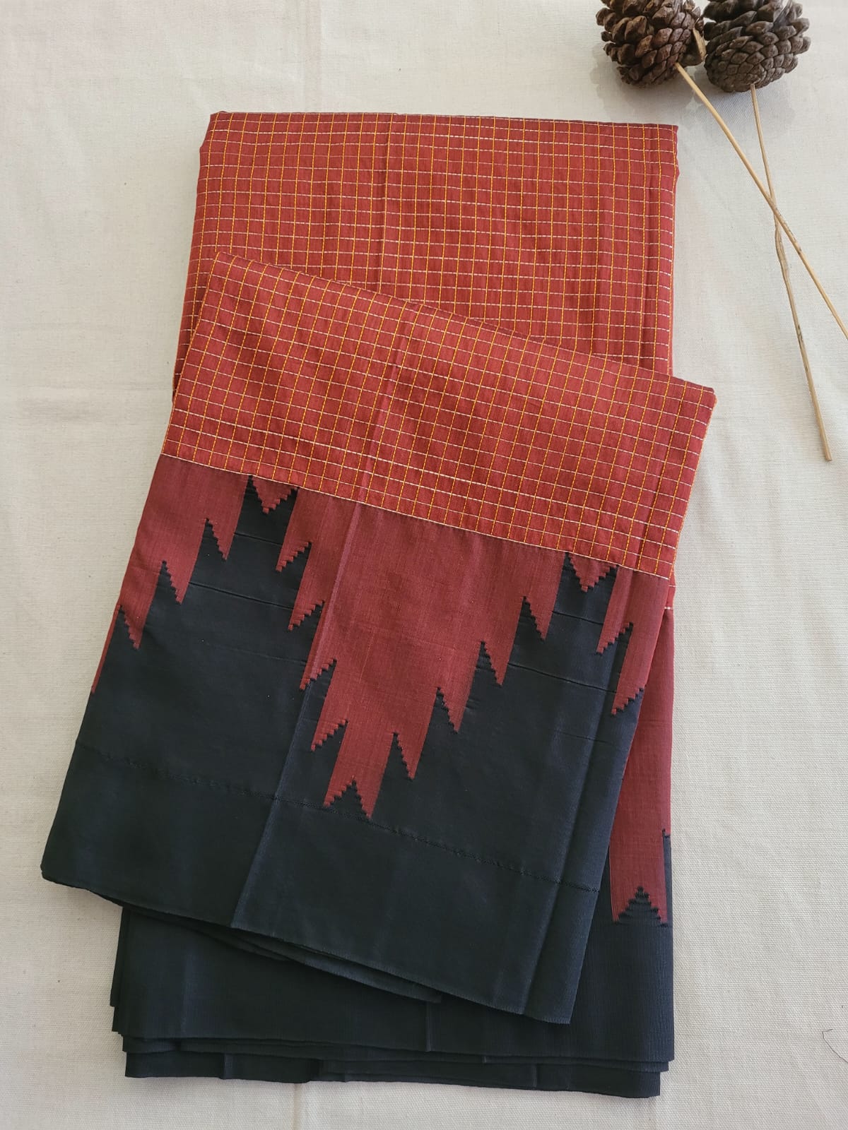 Red Ilkal Cotton Saree