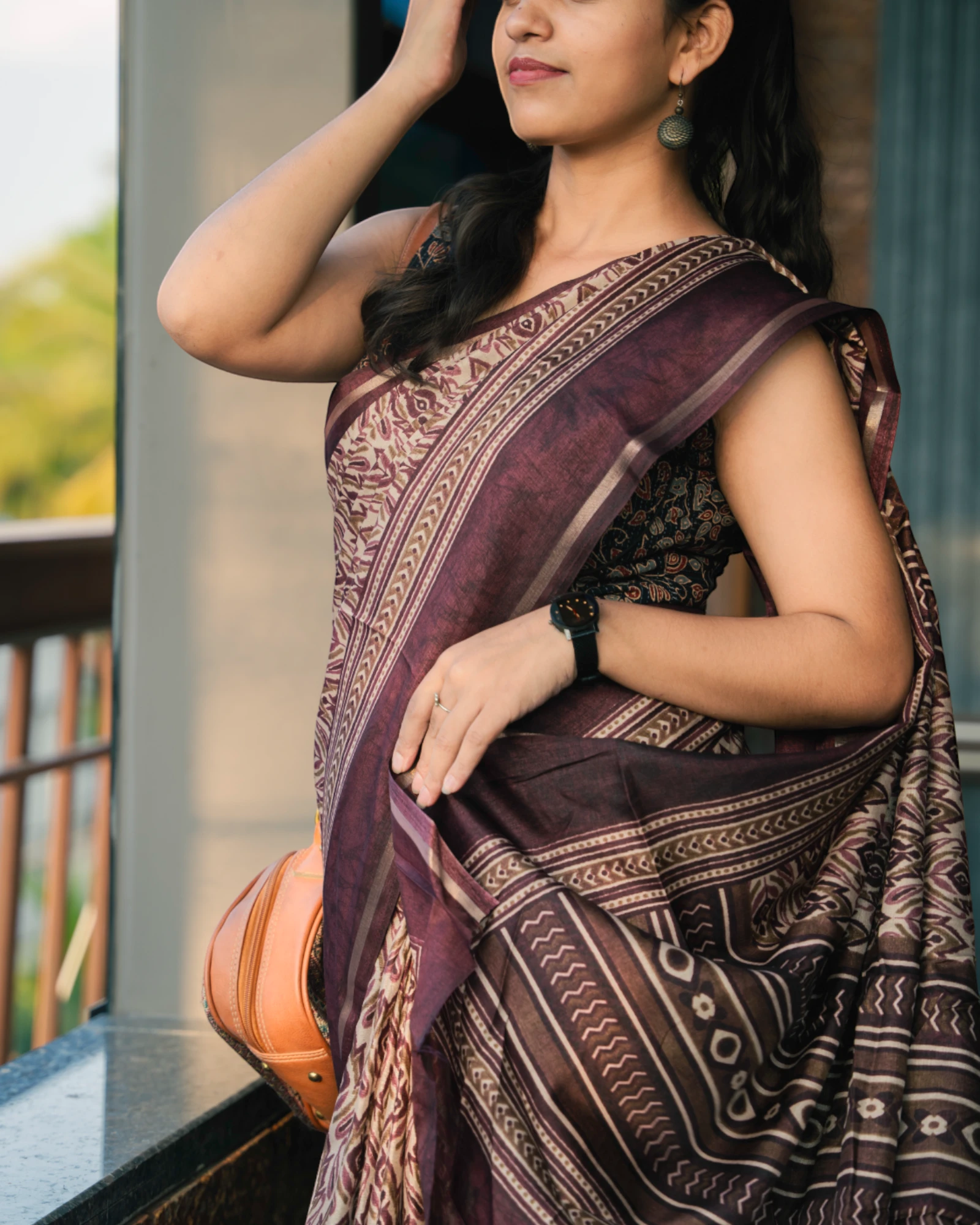 Maroon Krisha Synthetic saree