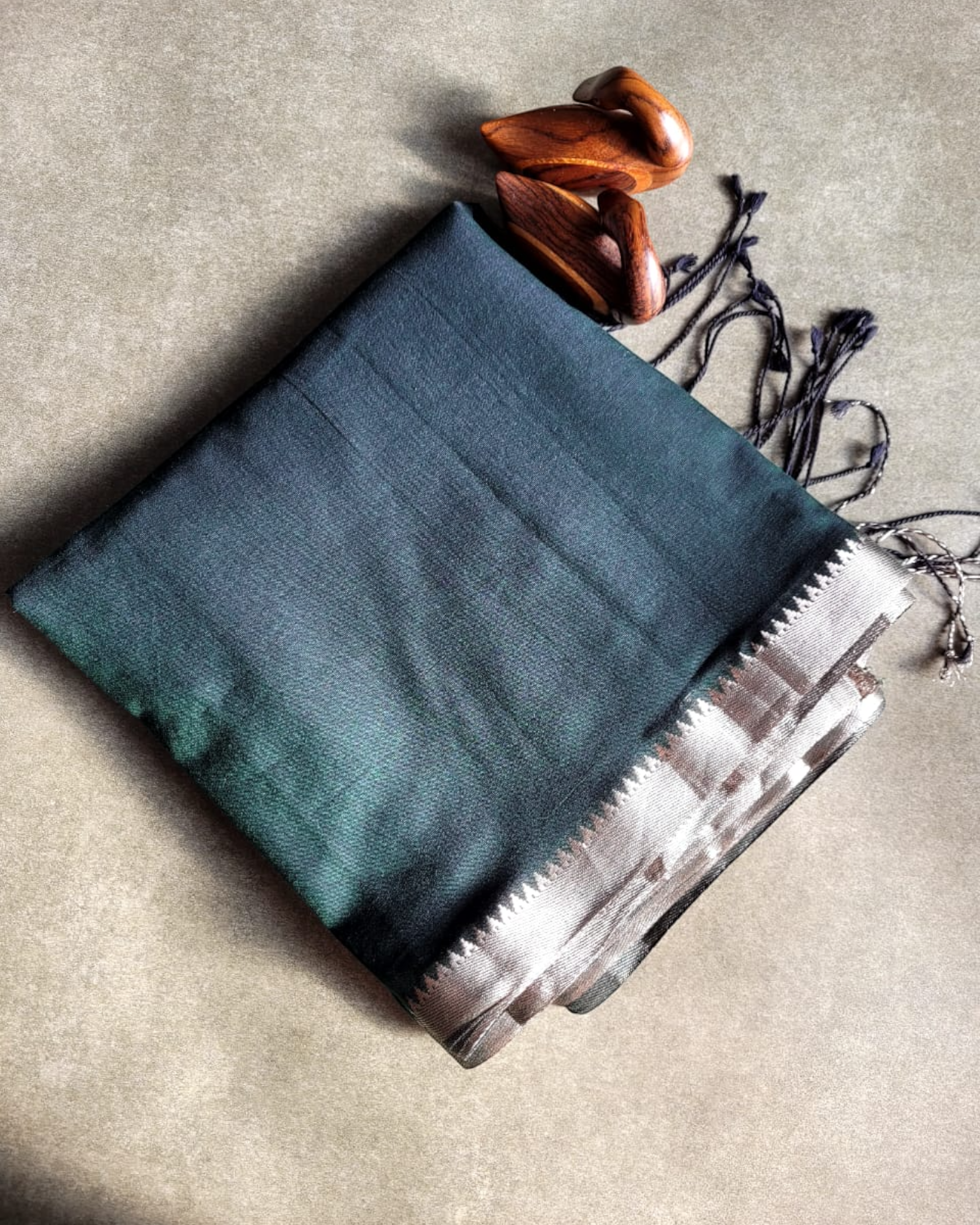 Green Mangalgiri Mul Saree