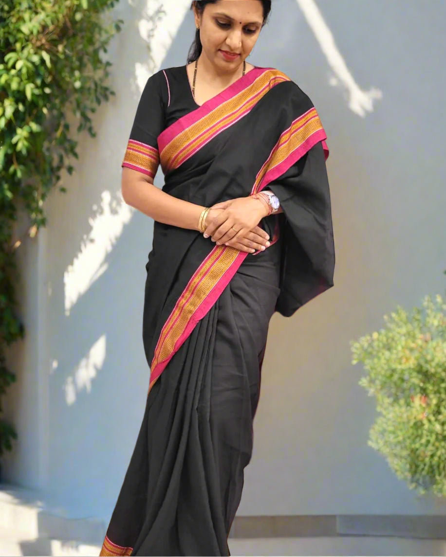 Ilkal Cotton Saree Silk Pallu