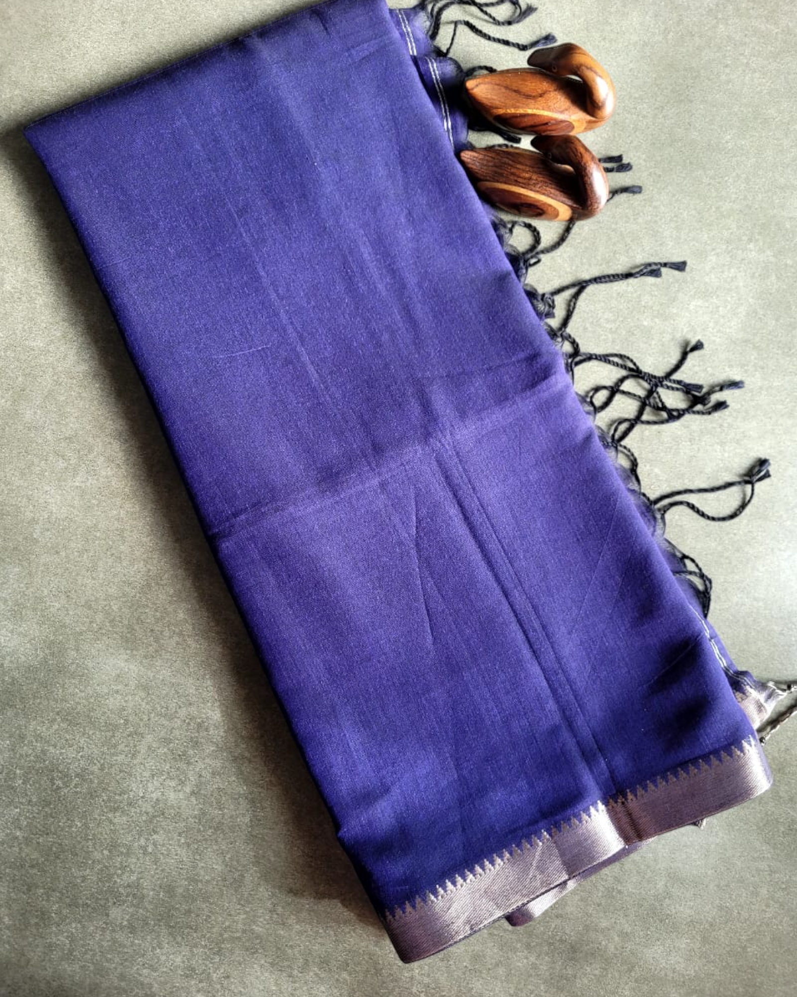 Blue Mangalgiri Mul Saree