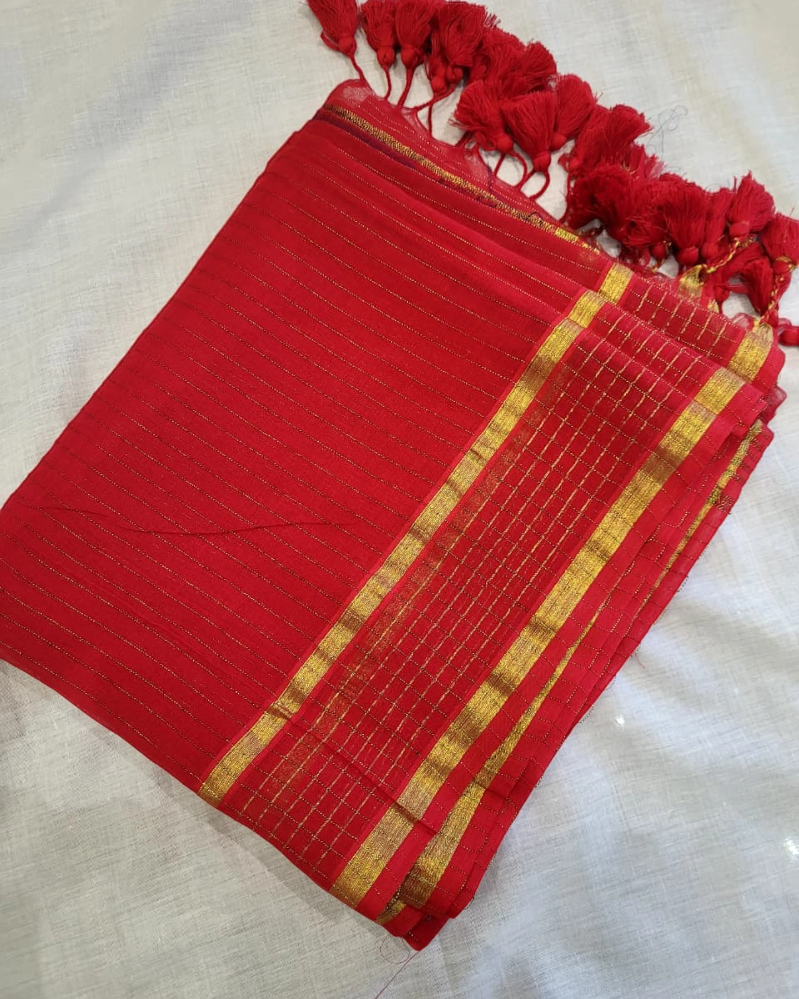 Red Nidhi Mul Saree