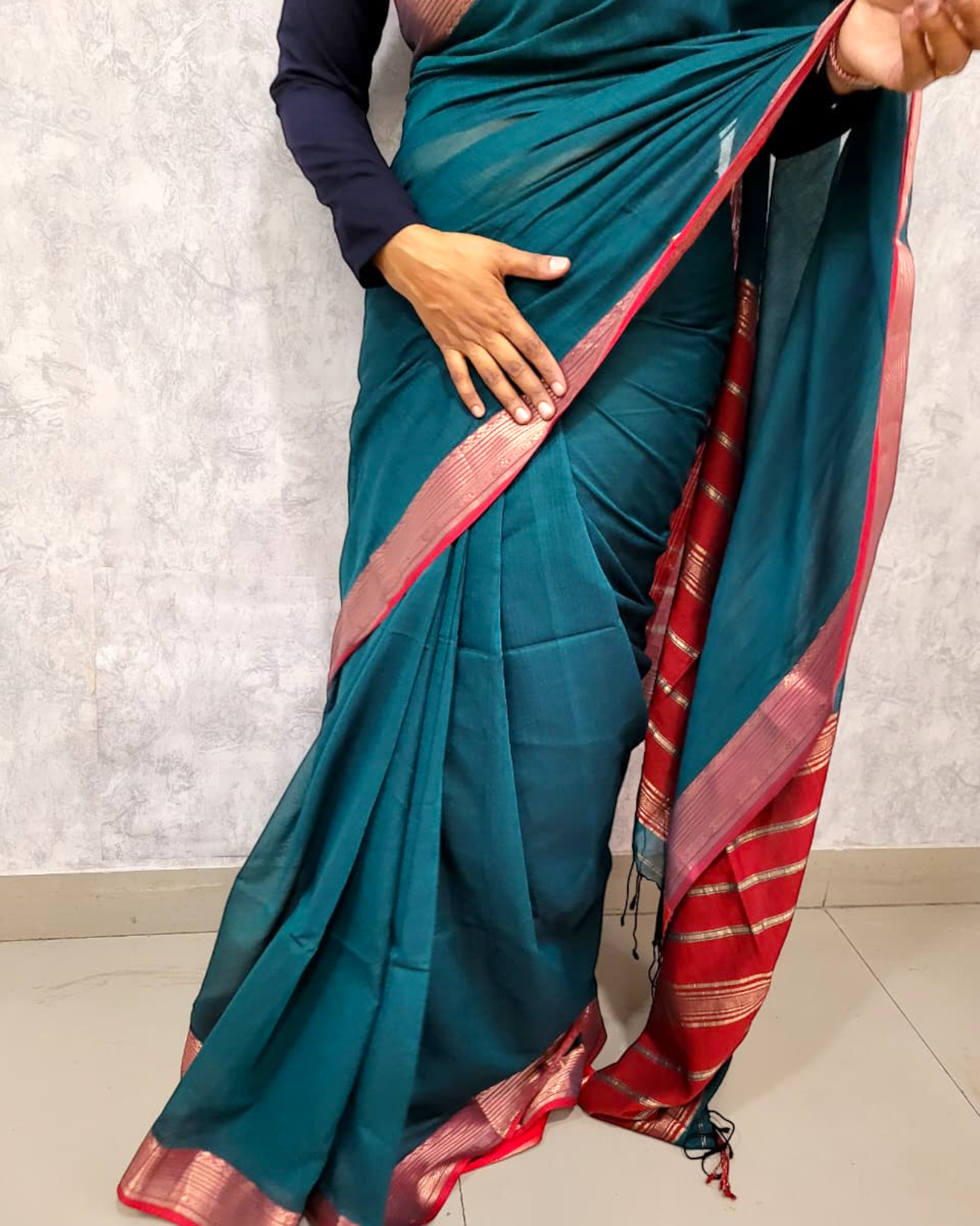 Green Mangalgiri2 Mul Saree