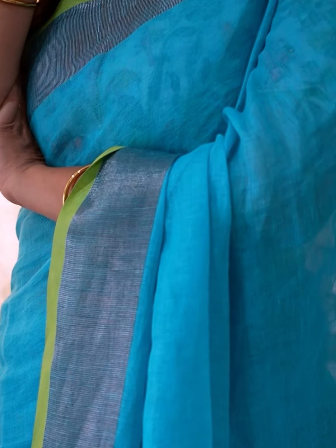 Blue Swarna Linen Saree