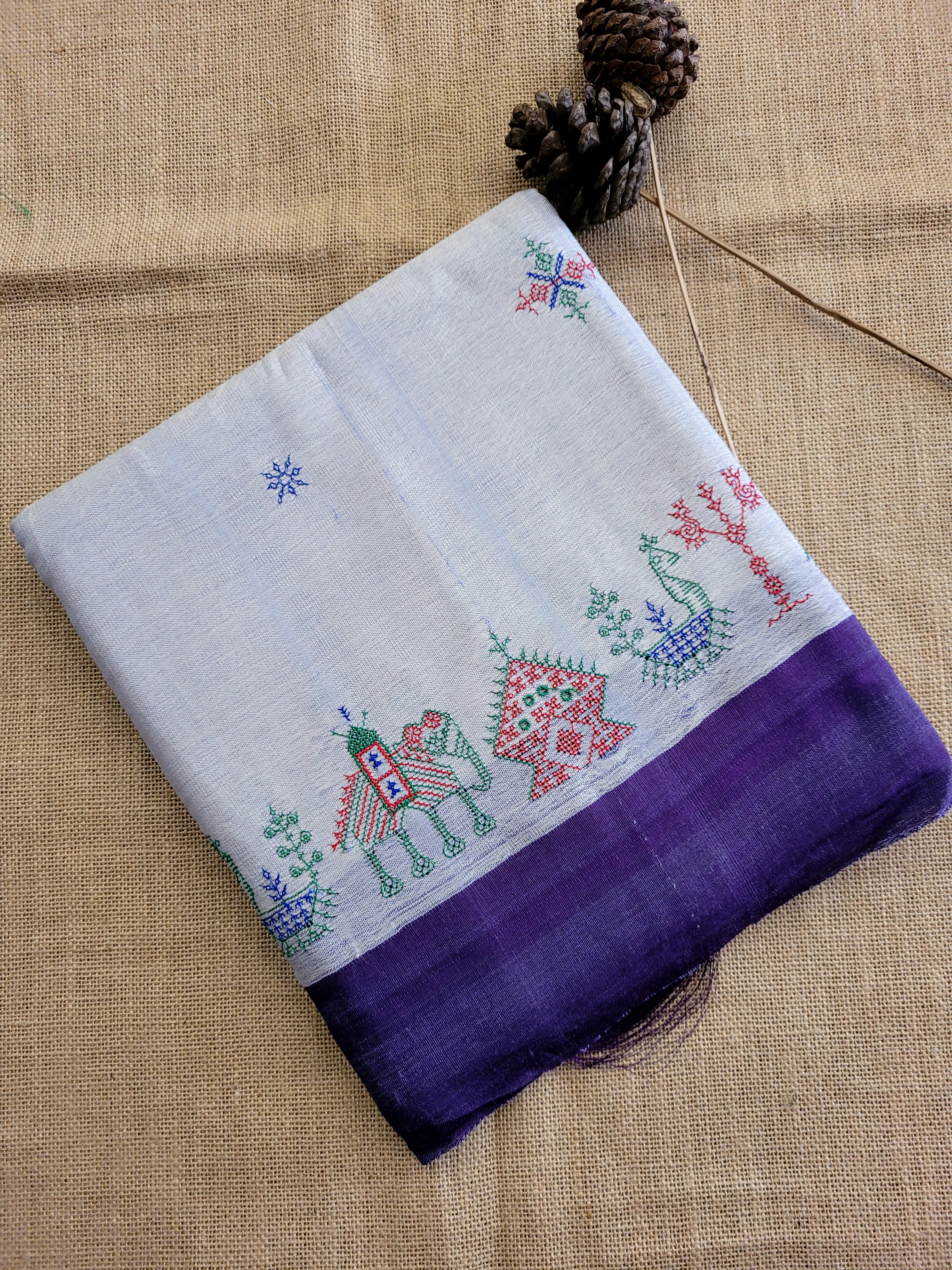 Ilkal Viscose Saree Silk Pallu