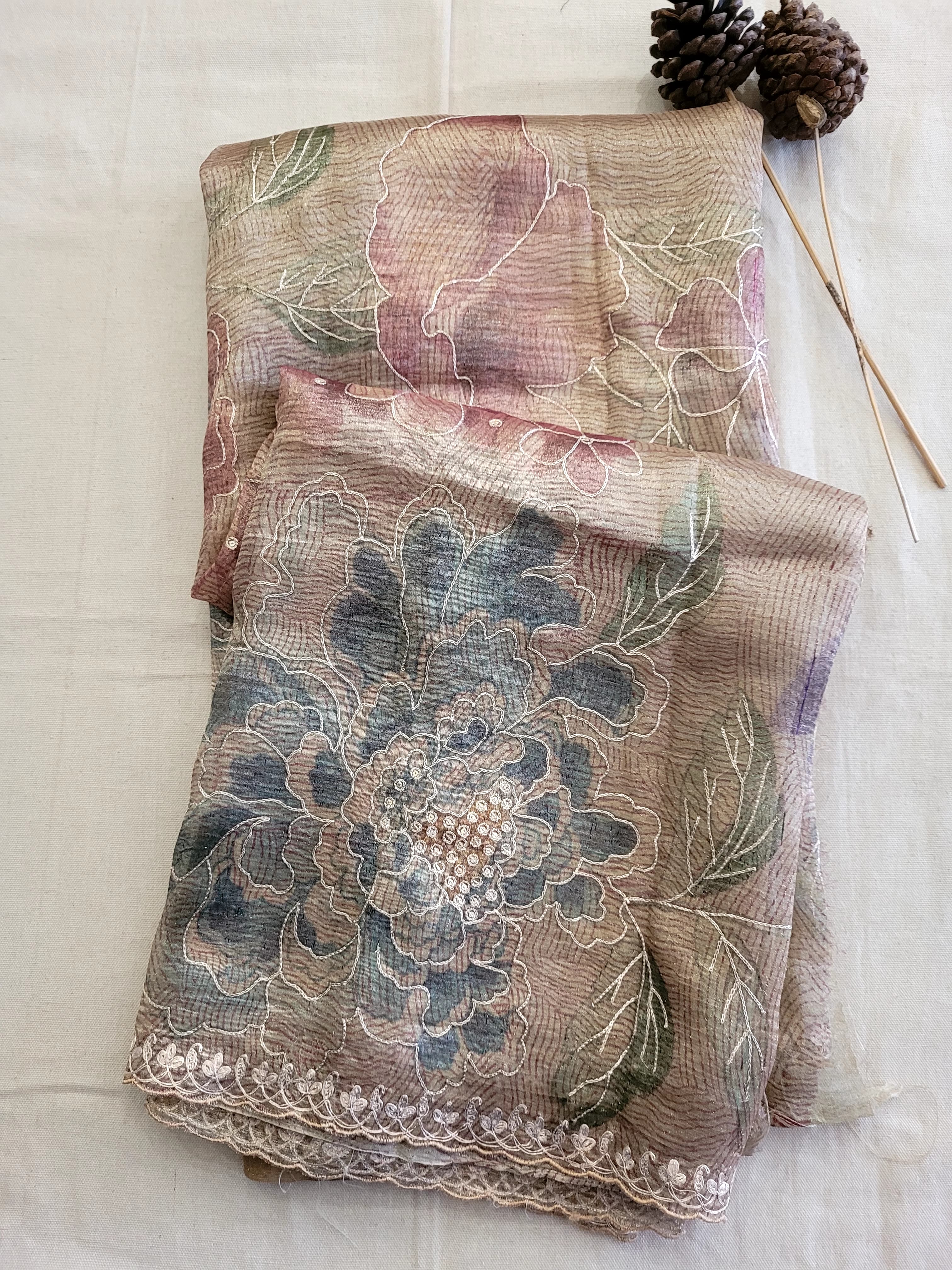Silver2 Pure Tissue Saree