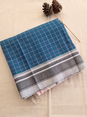 Blue3 Ilkal Cotton Saree Silk Pallu