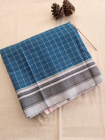 Blue3 Ilkal Cotton Saree Silk Pallu