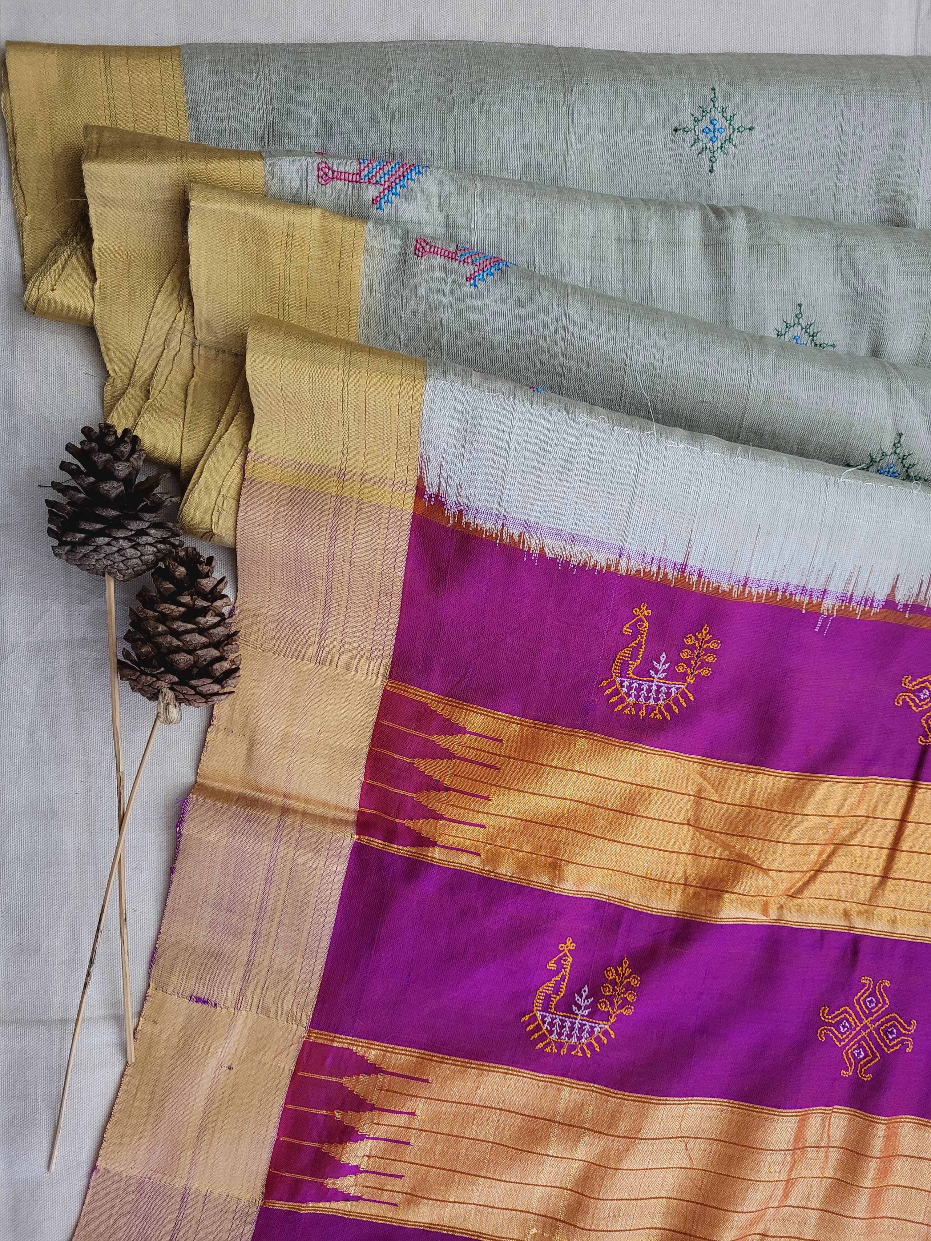 Ilkal Viscose Saree Silk Pallu