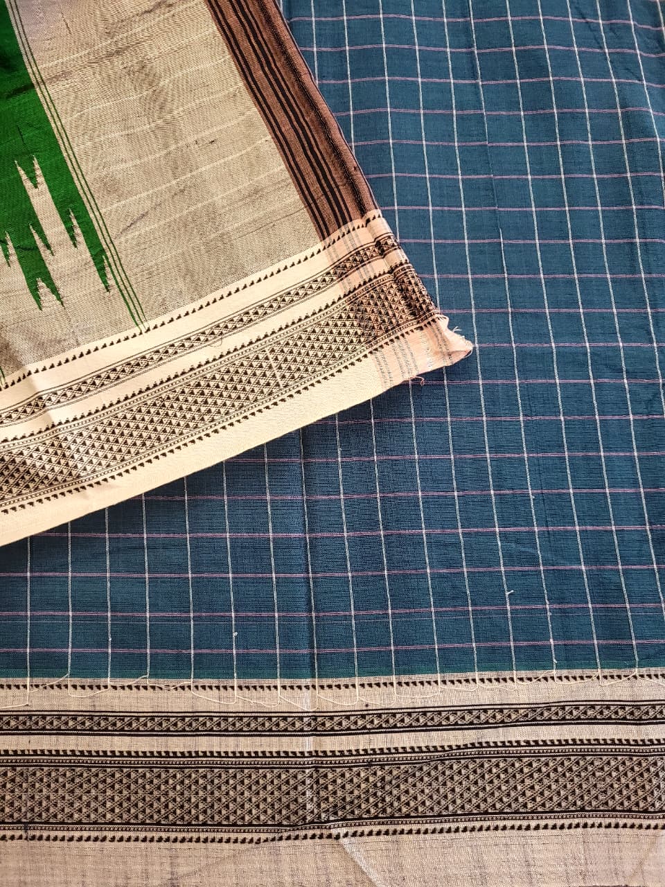 Blue3 Ilkal Cotton Saree Silk Pallu