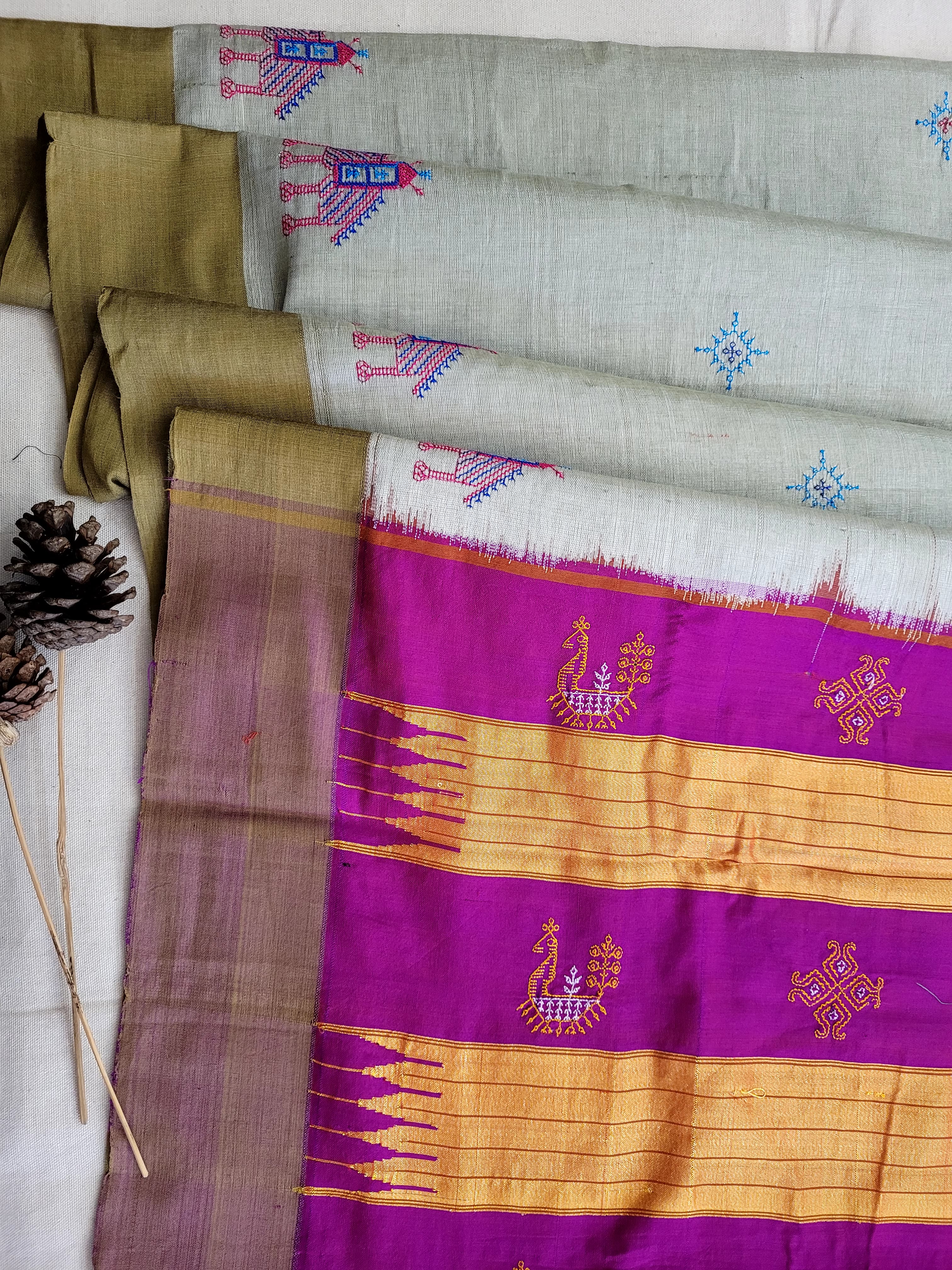 Ilkal Viscose Saree Silk Pallu