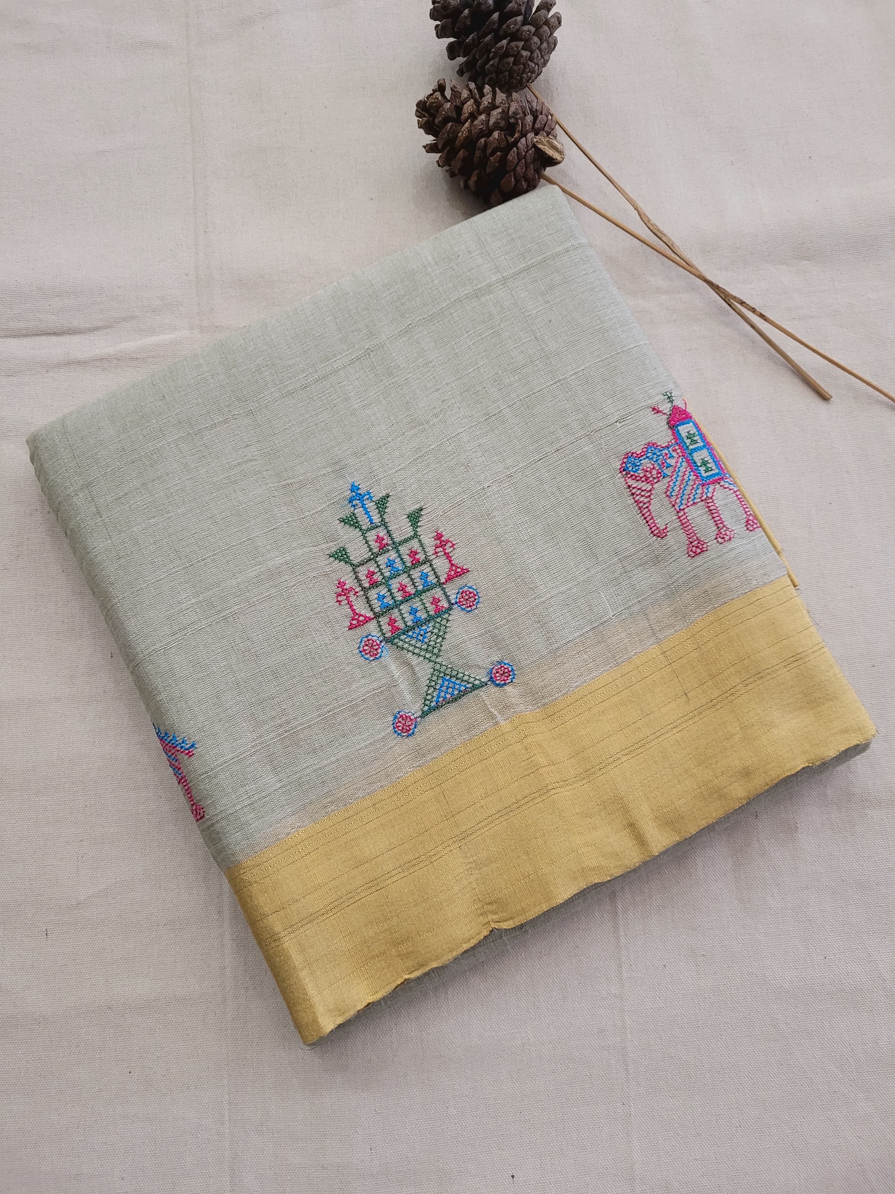 Ilkal Viscose Saree Silk Pallu