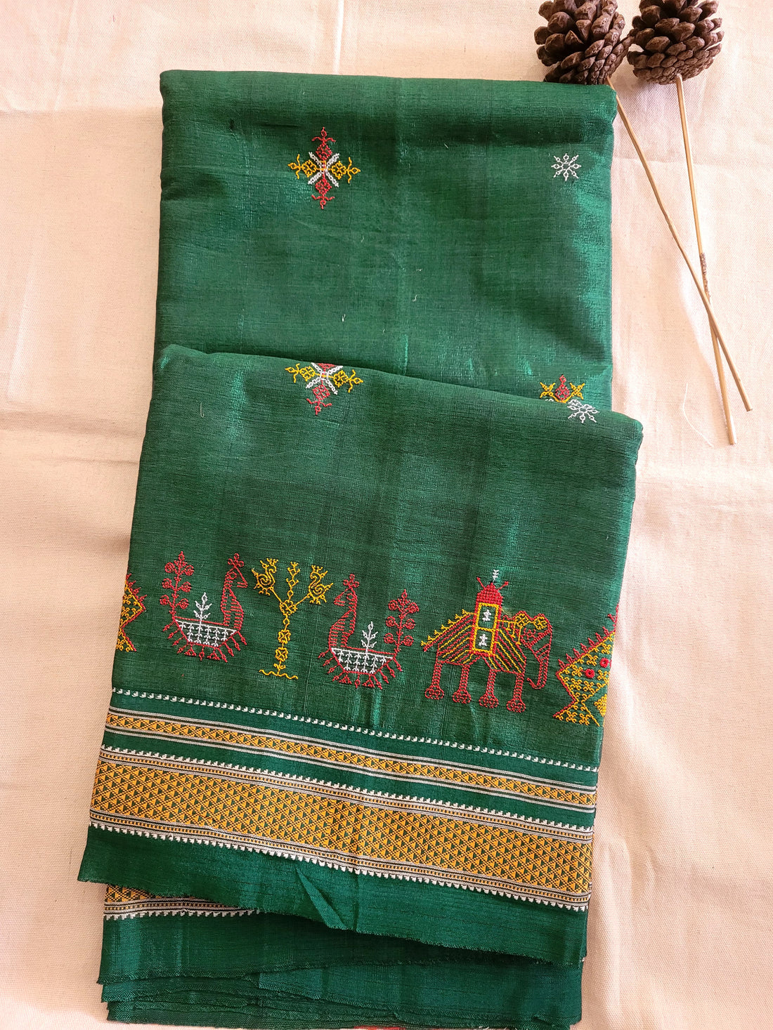 Green1 Ilkal Viscose Saree Silk Pallu
