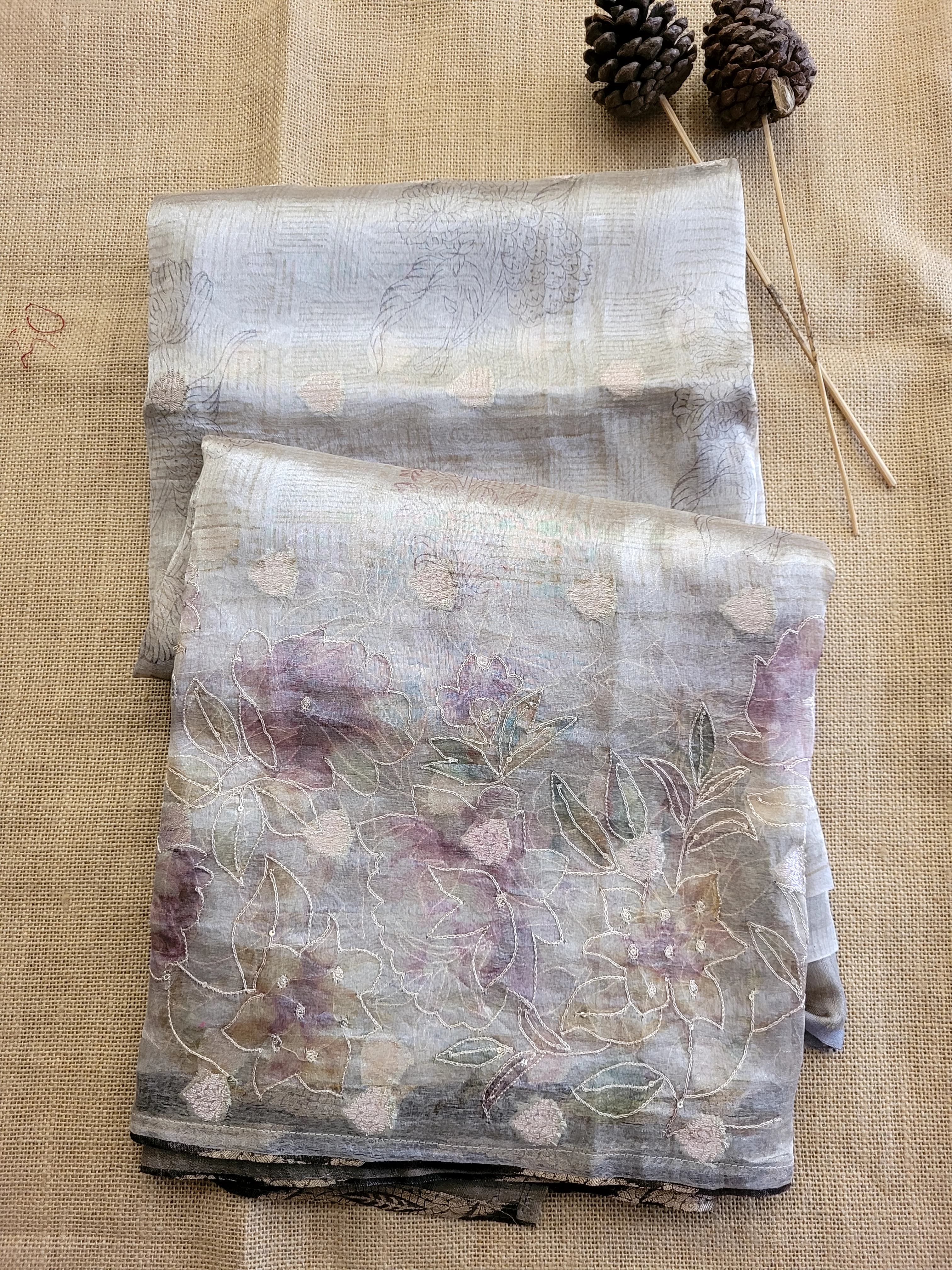 Silver Pure Tissue Saree
