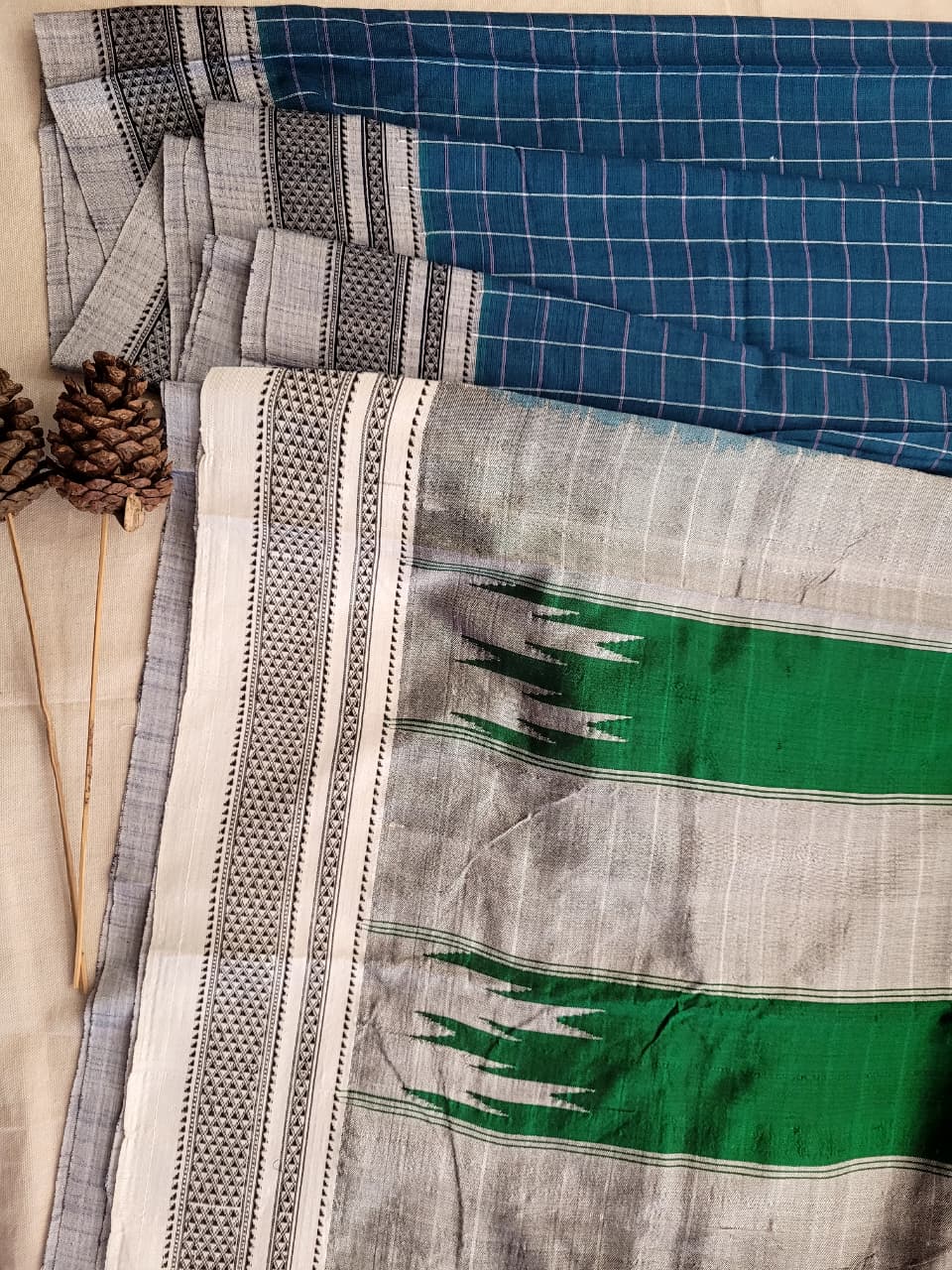 Blue3 Ilkal Cotton Saree Silk Pallu