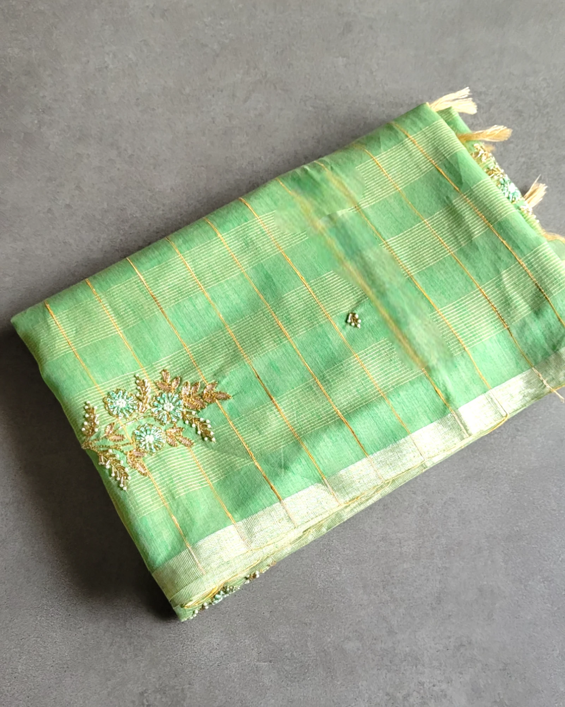 Green Chandani Linen Saree